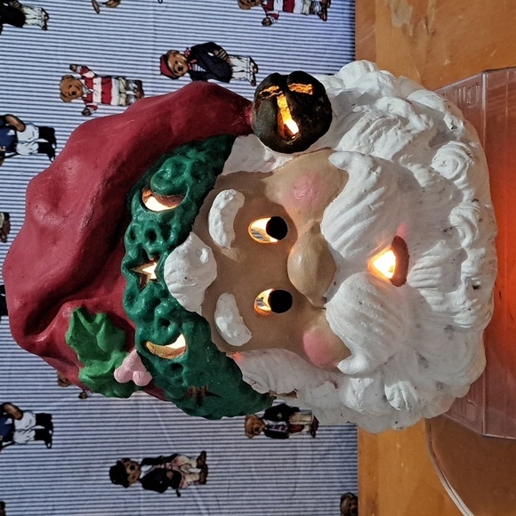 Vintage 1997 Matrix Santa Claus molded light up head moon & stars Christmas - Picture 2 of 6